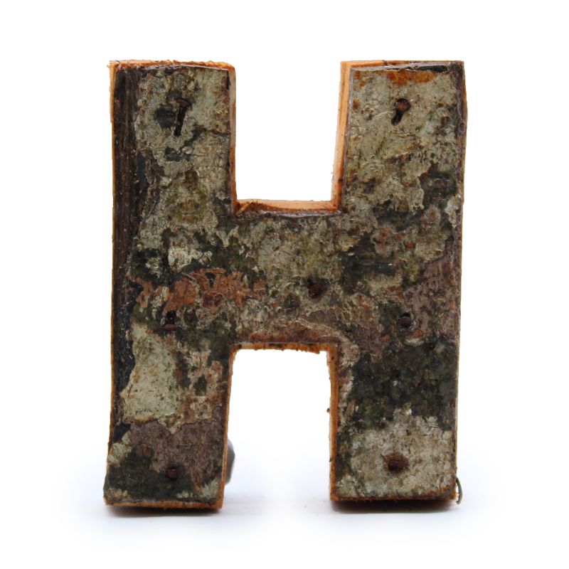 Rustik Bokstav i Bark - "H" - 7cm