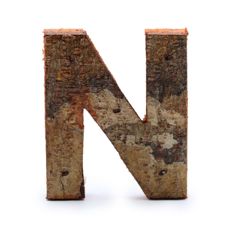 Rustik Bokstav i Bark - "N" - 7cm