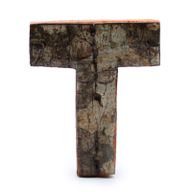 Rustik Bokstav i Bark - "T" - 7cm