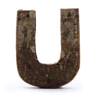 Rustik Bokstav i Bark - "U" - 7cm