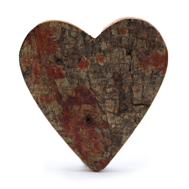 Rustik Symbol i Bark - Hjärta - 7cm