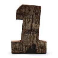 Rustik Siffra i Bark - "1" - 7cm