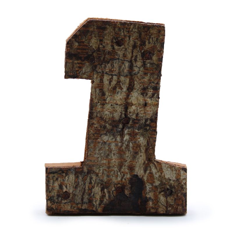 Rustik Siffra i Bark - "1" - 7cm