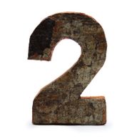 Rustik Siffra i Bark - "2" - 7cm