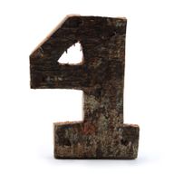 Rustik Siffra i Bark - "4" - 7cm