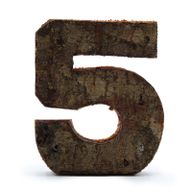 Rustik Siffra i Bark - "5" - 7cm