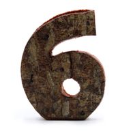Rustik Siffra i Bark - "6" - 7cm
