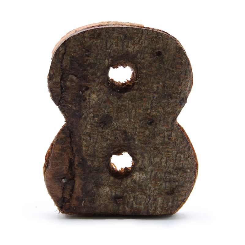 Rustik Siffra i Bark - "8" - 7cm