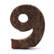 Rustik Siffra i Bark - "9" - 7cm