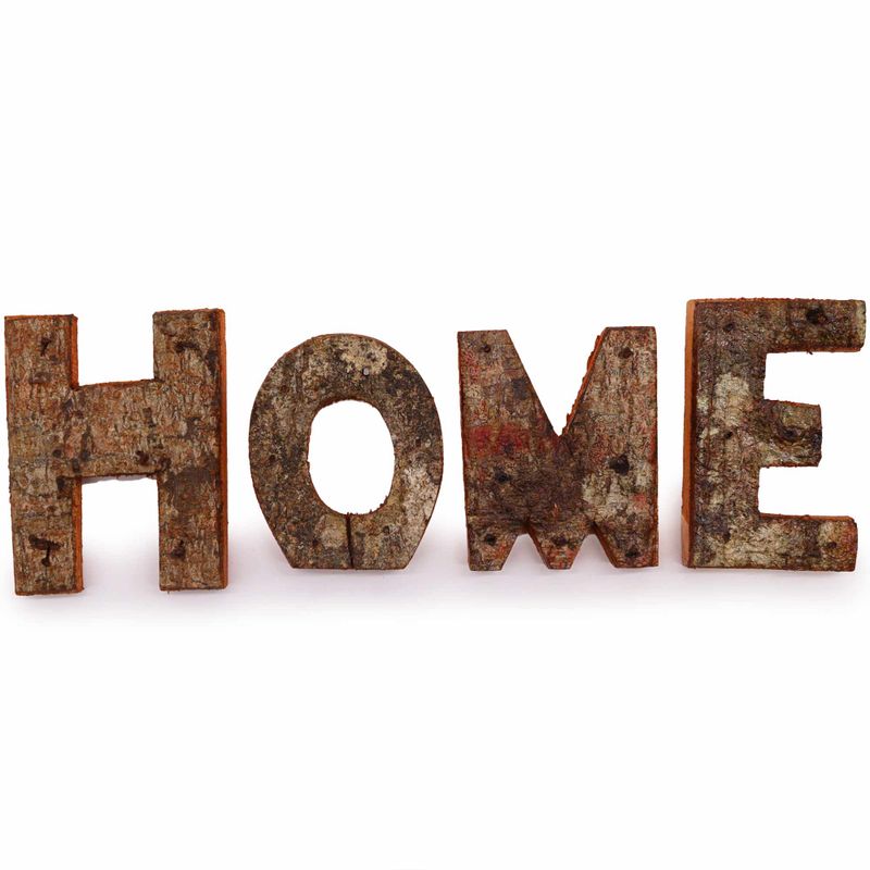 Rustik Bokstav i Bark (Set) - HOME (4x3) - 7cm