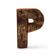 Rustik Bokstav i Bark - "P" - 7cm