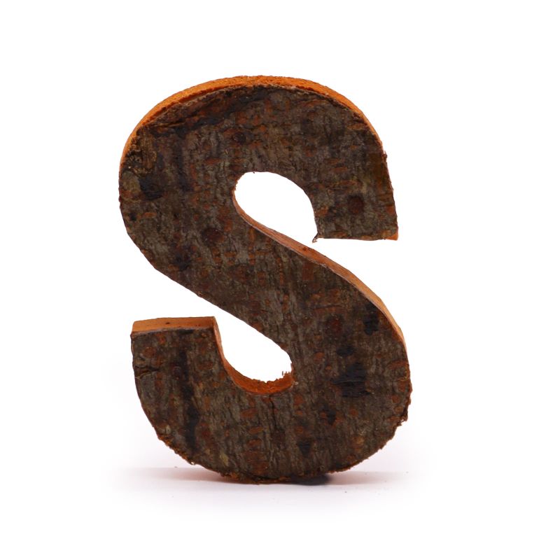 Rustik Bokstav i Bark - "S" - 7cm