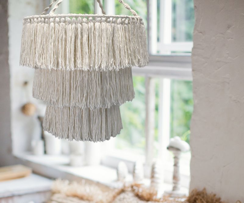 Mjuk Lampskärm i Makramé - Naturlig