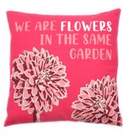 Kuddfodral med Tryck i Bomull - We are Flowers - Olivgrön, Rosa och Naturlig