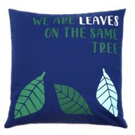 Kuddfodral med Tryck i Bomull - We are Leaves - Gul, Blå och Naturlig