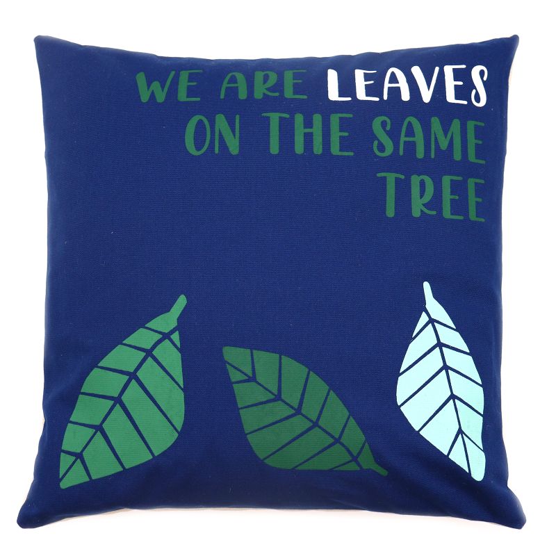 Kuddfodral med Tryck i Bomull - We are Leaves - Gul, Blå och Naturlig