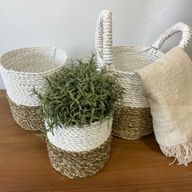 Set med Korgar av Sjögräs - Naturlig Vit