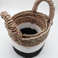 Set med Korgar av Sjögräs - Mörkgrå / Vit / Naturlig