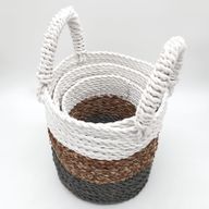 Set med Korgar av Sjögräs - Grå / Naturlig / Vit