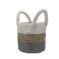 Set med Korgar av Sjögräs - Grå / Naturlig / Vit