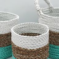 Set med Korgar av Sjögräs - Grön / Naturlig / Vit