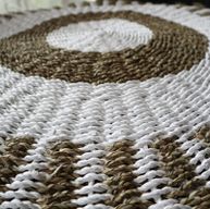 Rund Matta av Sjögräs - Vit & Beige - Sol - 1m