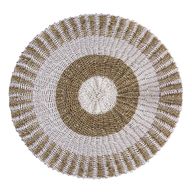 Rund Matta av Sjögräs - Vit & Beige - Sol - 1m