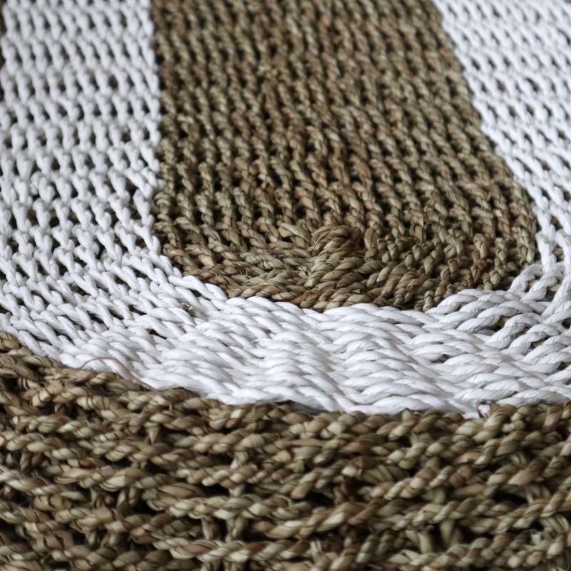 Oval Matta av Sjögräs - Vit & Beige - Klassisk - 60x120cm