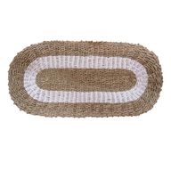 Oval Matta av Sjögräs - Vit & Beige - Klassisk - 60x120cm