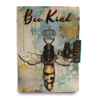 Läderbunden Anteckningsbok med Rufsade Sidokanter - "Bee Kind"