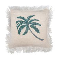 Kuddfodral i Linne 45x45cm Palmträd med Fransar