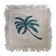 Kuddfodral i Linne 60x60cm Palmträd med Fransar