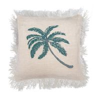 Kuddfodral i Linne 60x60cm Palmträd med Fransar