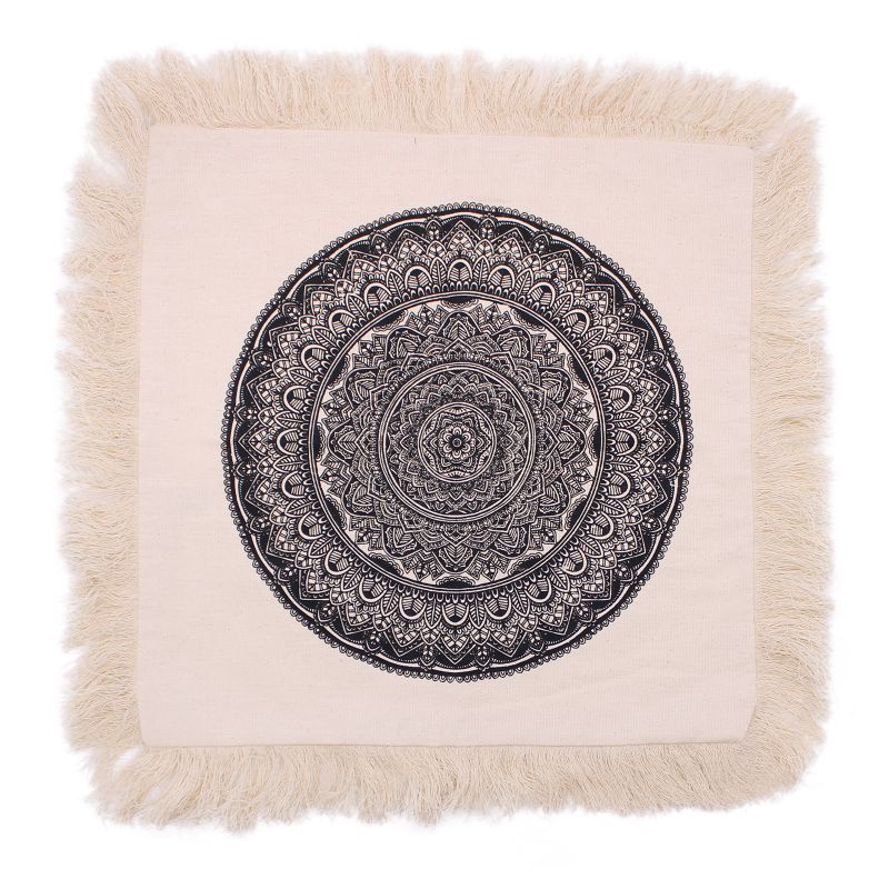 Traditionella Mandala Kuddfodral - 45x45cm - Svart