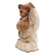 Handsnidad Buddhastaty - 40cm Upp med Händerna - Vitkalkat