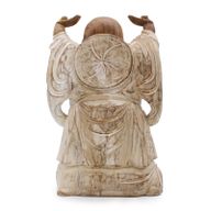 Handsnidad Buddhastaty - 40cm Upp med Händerna - Vitkalkat