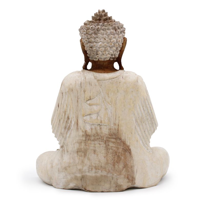 Handsnidad Buddhastaty - 30cm Undervisning - Vitkalkat