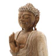 Handsnidad Buddhastaty - 30cm Undervisning - Vitkalkat
