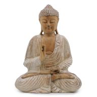 Handsnidad Buddhastaty - 40cm Undervisning - Vitkalkat