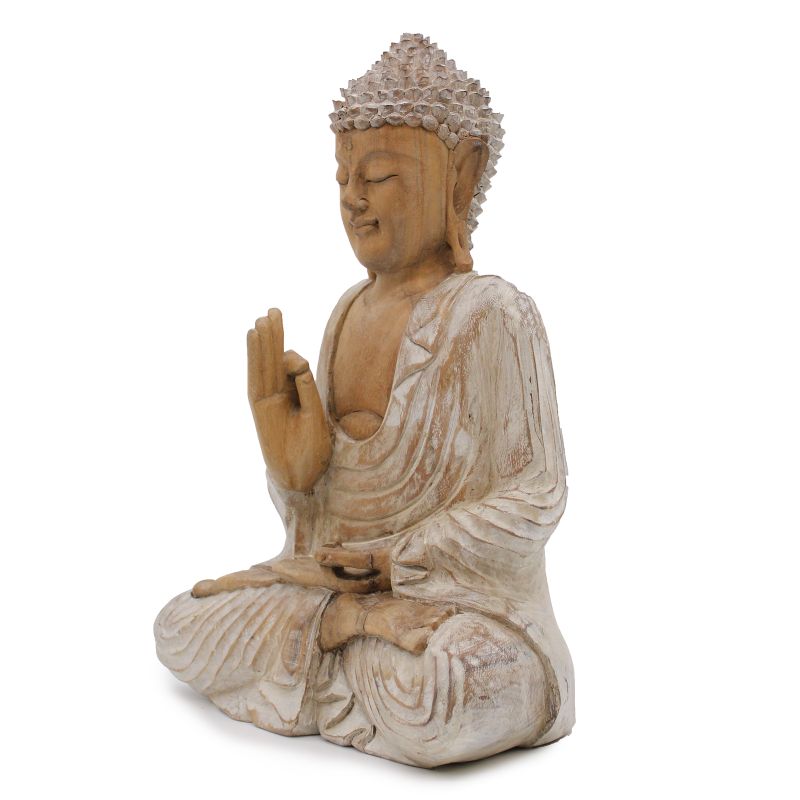 Handsnidad Buddhastaty - 40cm Undervisning - Vitkalkat