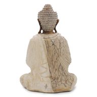Handsnidad Buddhastaty - 40cm Välkomnande - Vitkalkat