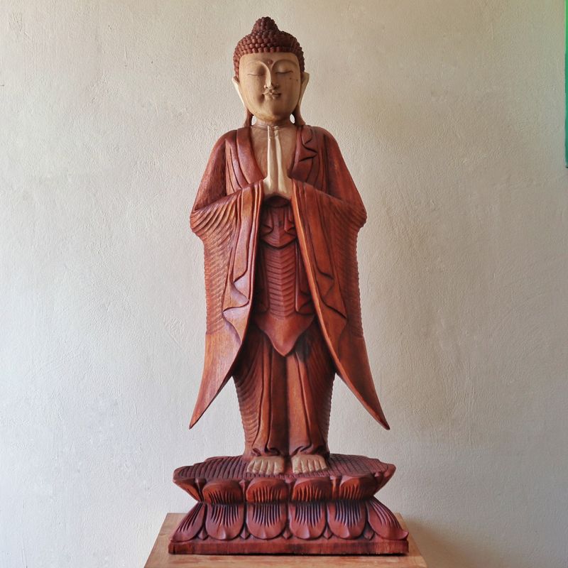 Handsnidad Buddhastaty - 100cm Välkomnande