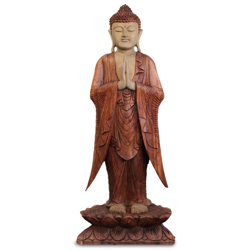 Handsnidad Buddhastaty - 100cm Välkomnande