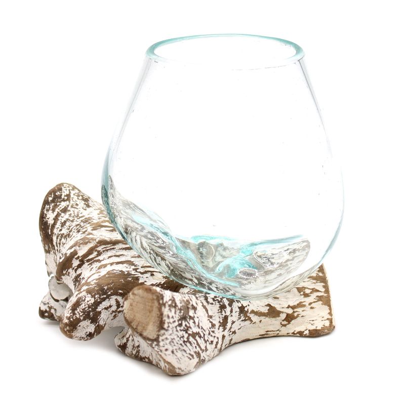 Smält Glas på Vitkalkat Trä - Liten Skål