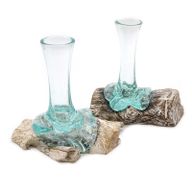 Smält Glas på Vitkalkat Trä - Vas - Liten