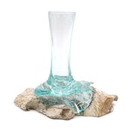 Smält Glas på Vitkalkat Trä - Vas - Liten