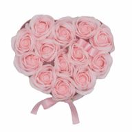 Gåvoset med Tvålblommor - 13 Rosa Rosor - Hjärta