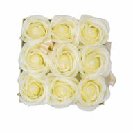 Gåvoset med Tvålblommor - 9 Krämfärgade Rosor - Kvadrat