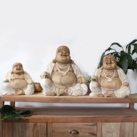 Handsnidad Buddhastaty - 40cm Glad - Vitkalkat