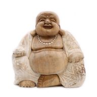 Handsnidad Buddhastaty - 30cm Glad - Vitkalkat